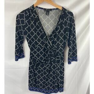 White House Black Market Plaid Faux Wrap tunic XS